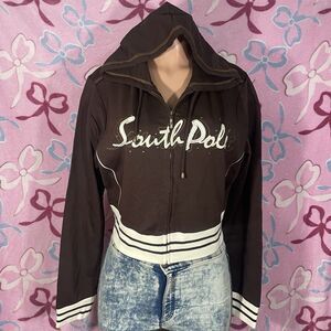 NWT Deadstock Y2k Brown Cropped Southpole Beaded Sweater Size 1x Juniors